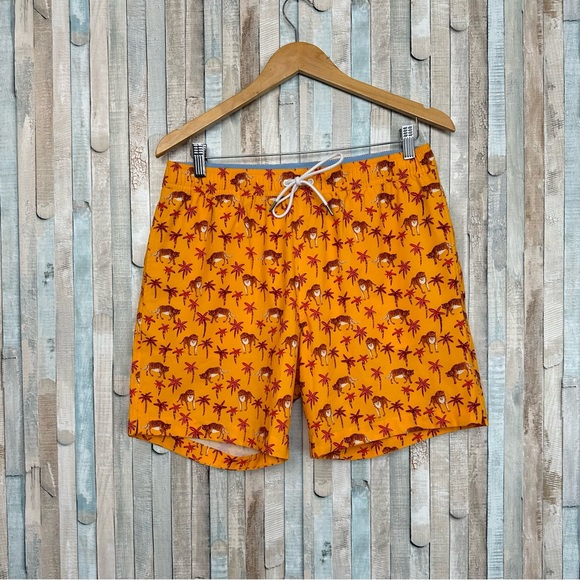 Bonobos M Riviera Tropical Tiger Print Swim Trunk Shorts Palm Tree Recycled - Picture 2 of 9